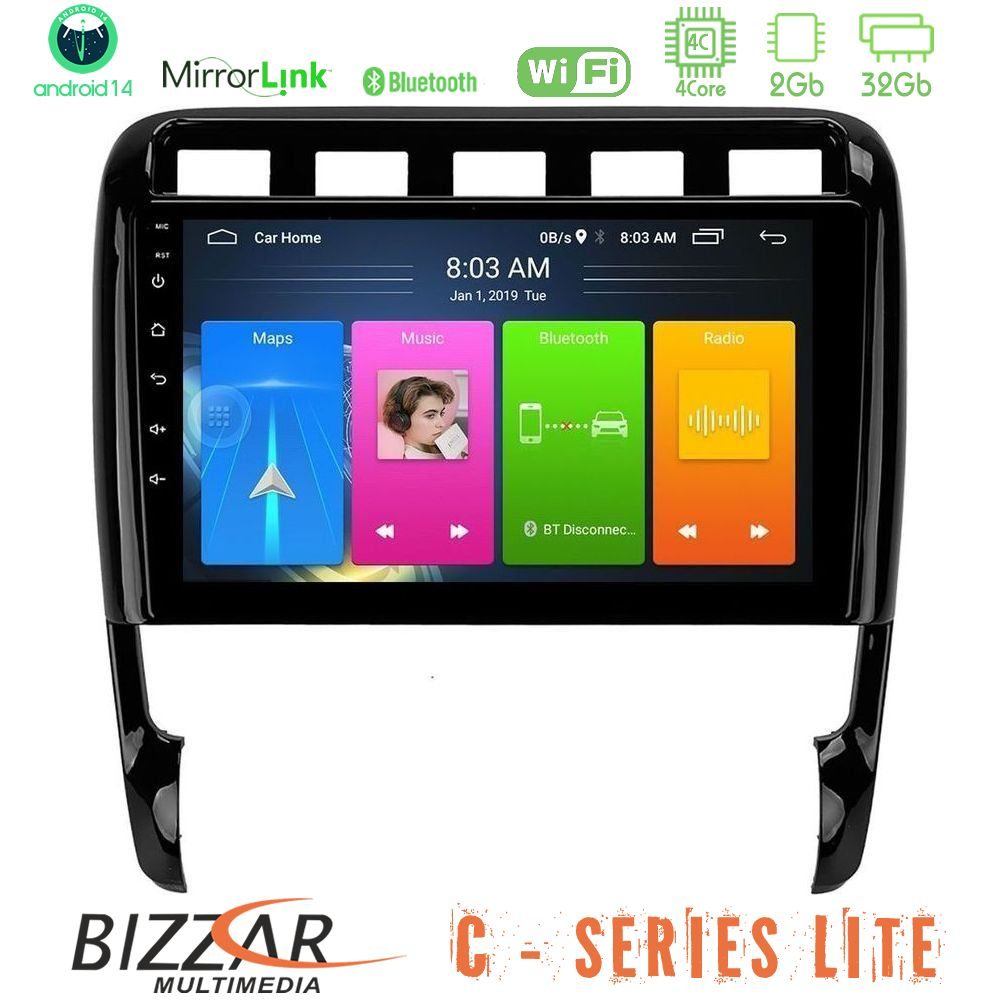 Bizzar C Series Lite 4Core Android14 2+32GB  Porsche Cayenne 2003-2010 Navigation Multimedia Tablet 9"