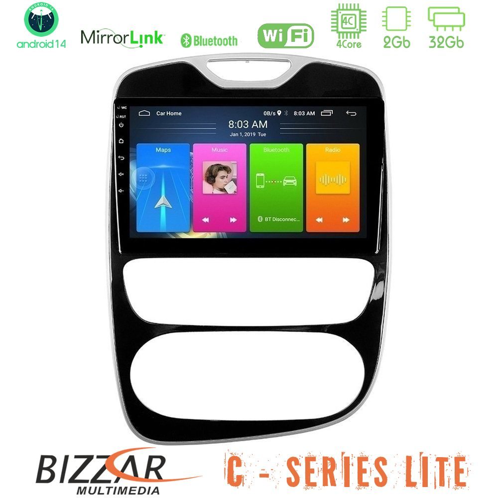 Bizzar C Series Lite 4Core Android14 2+32GB  Renault Clio 2016-2019 Navigation Multimedia Tablet 10"