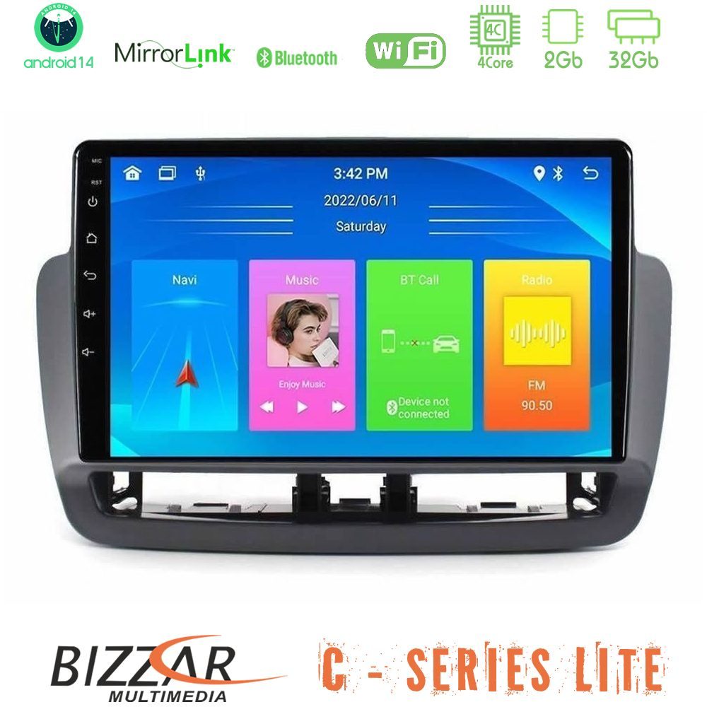 Bizzar C Series Lite 4Core Android14 2+32GB  Seat Ibiza 2012-2015 Navigation Multimedia Tablet 9"