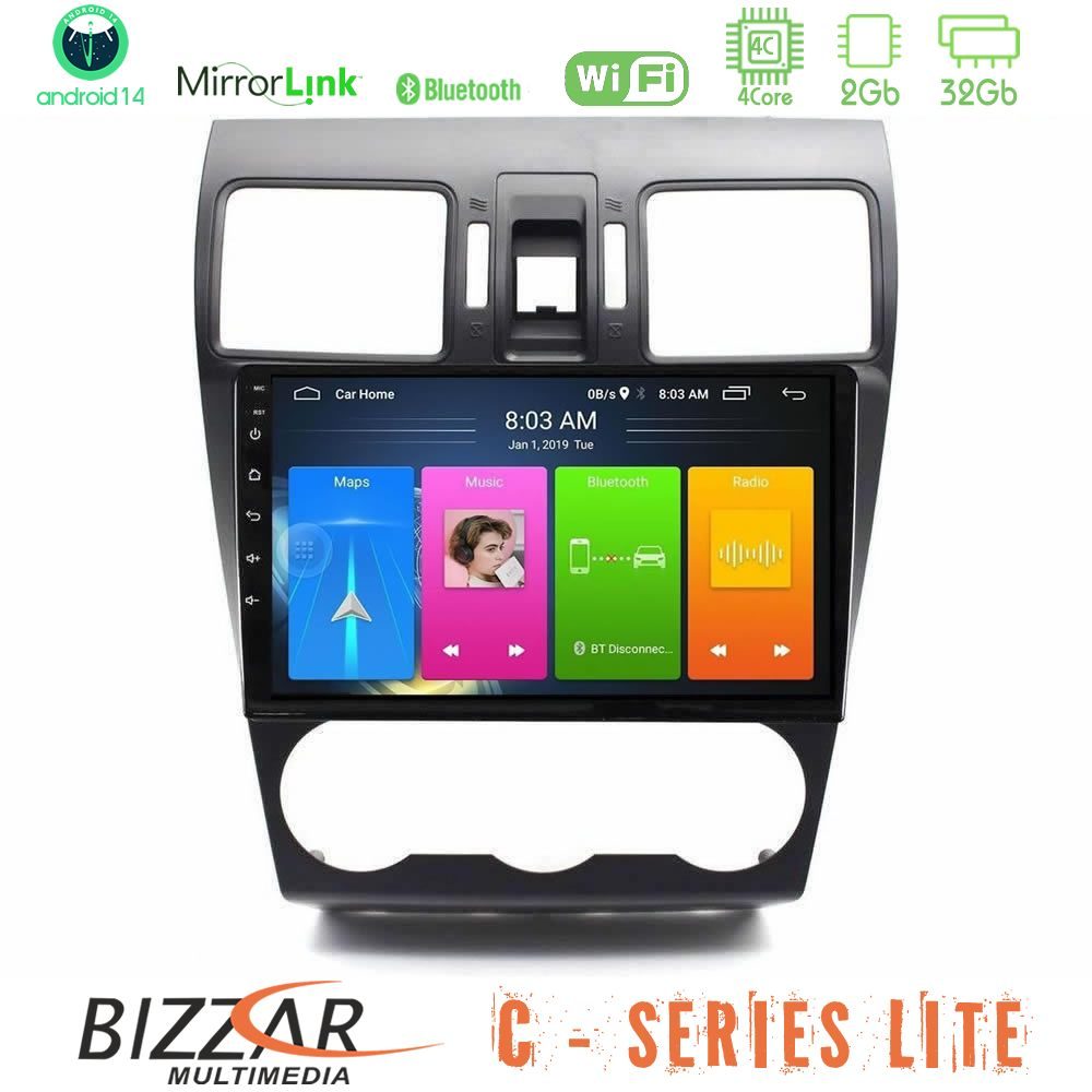Bizzar C Series Lite 4Core Android14 2+32GB Subaru Forester 2015-2018 Navigation Multimedia Tablet 9"