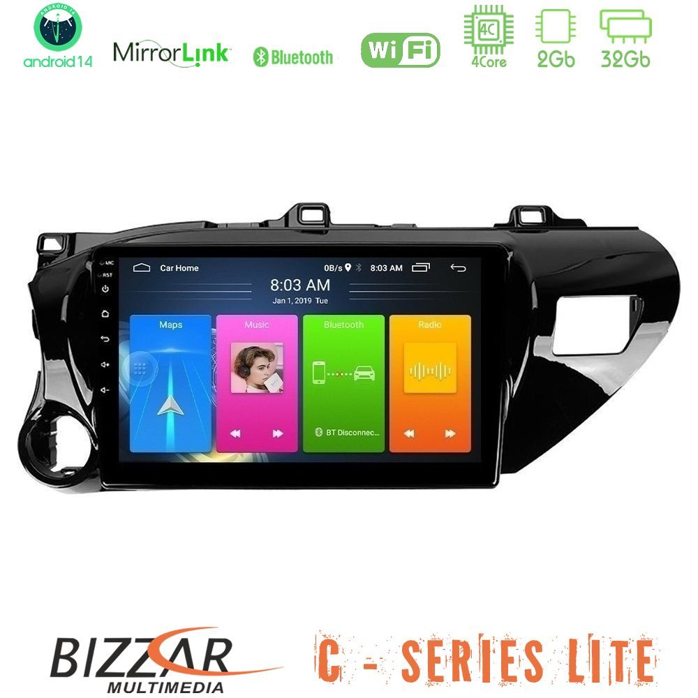 Bizzar C Series Lite 4Core Android14 2+32GB Toyota Hilux 2017-2021 Navigation Multimedia Tablet 10"