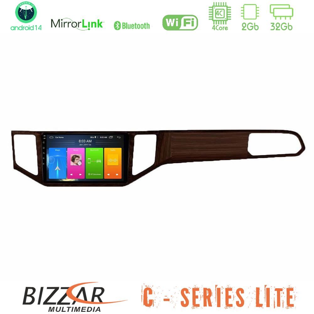 Bizzar C Series Lite 4Core Android14 2+32GB  VW Sportsvan 2014-2020 Navigation Multimedia Tablet 9" (Ξύλινη απόχρωση)