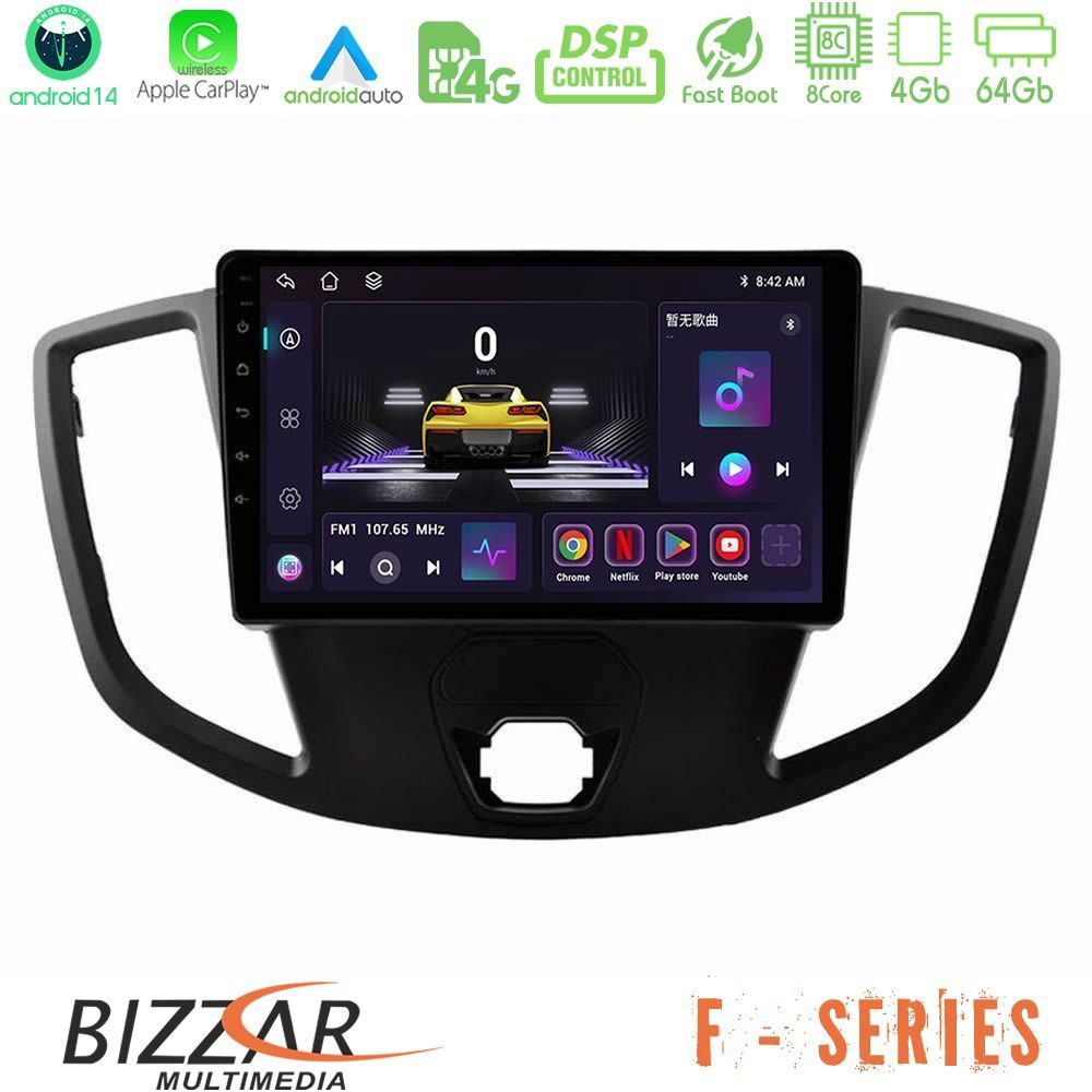 Bizzar F Series 8Core Android14 4+64GB  Ford Transit 2014-> Navigation Multimedia Tablet 9" Με Carplay & Android Auto