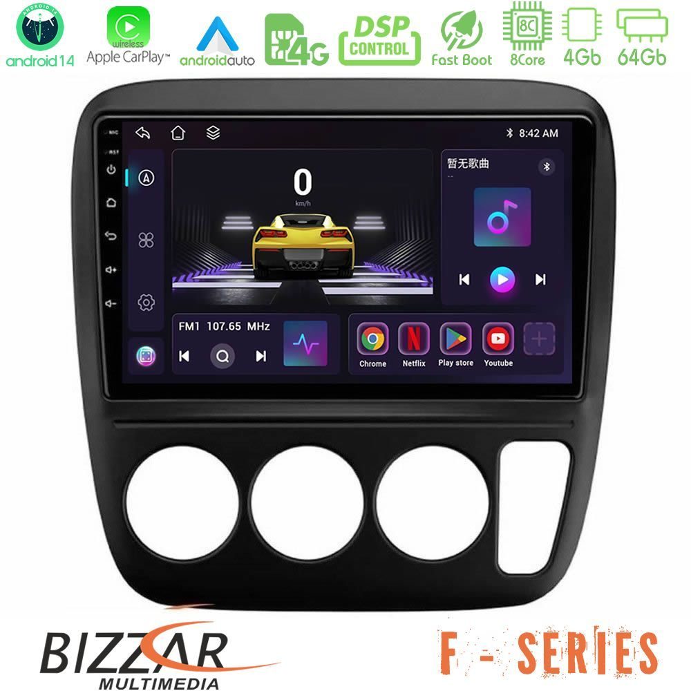 Bizzar F Series 8Core Android14 4+64GB Honda CRV 1997-2001 Navigation Multimedia Tablet 9" Με Carplay & Android Auto