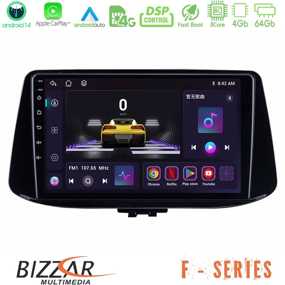 Bizzar F Series 8Core Android14 4+64GB  Hyundai i30 Navigation Multimedia Tablet 9" Με Carplay & Android Auto