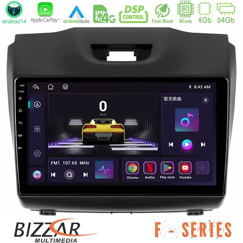 Bizzar F Series 8Core Android14 4+64GB  Isuzu D-MAX 2012-2019 Navigation Multimedia Tablet 9" Με Carplay & Android Auto