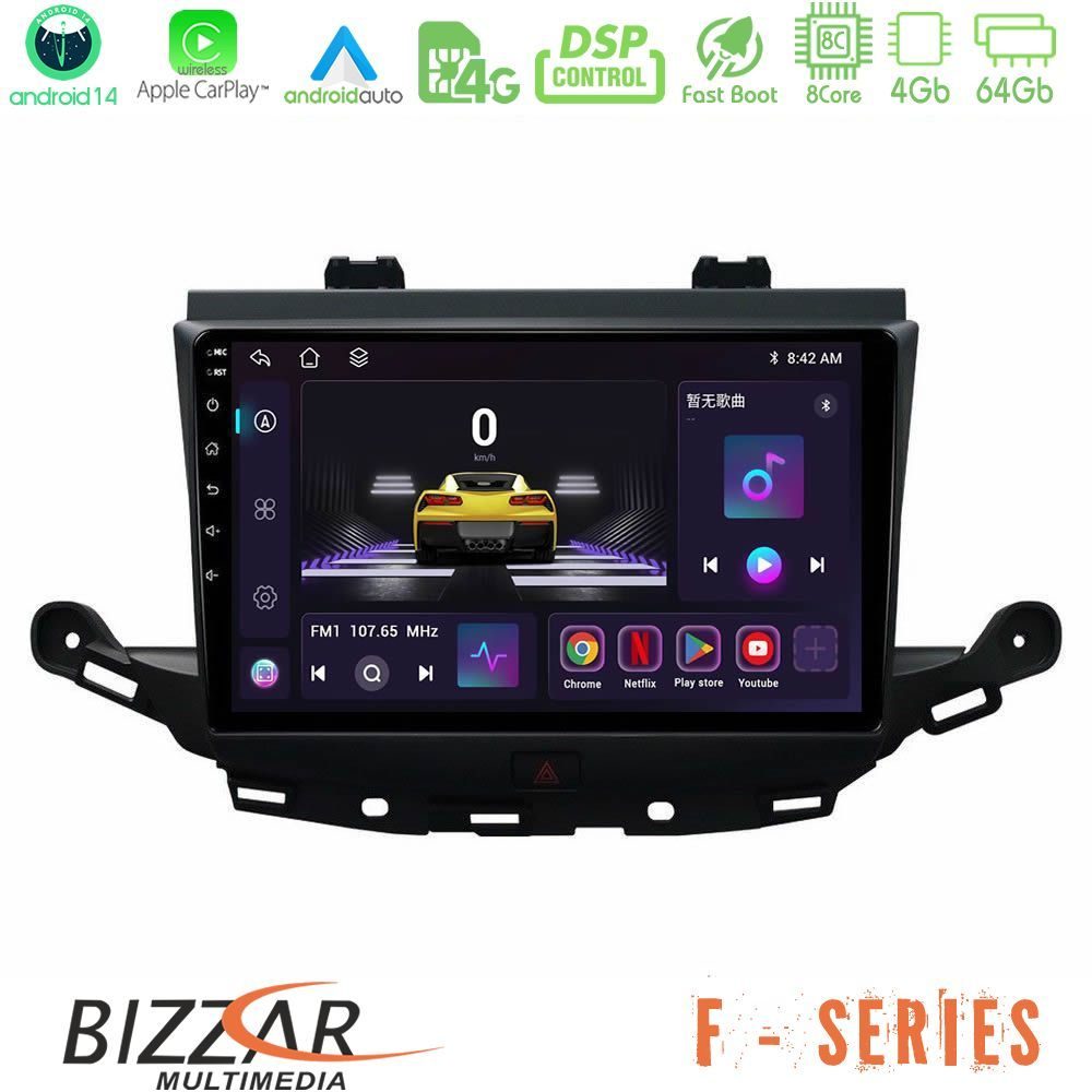 Bizzar F Series 8Core Android14 4+64GB Opel Astra K 2015-2019 Navigation Multimedia Tablet 9" Με Carplay & Android Auto