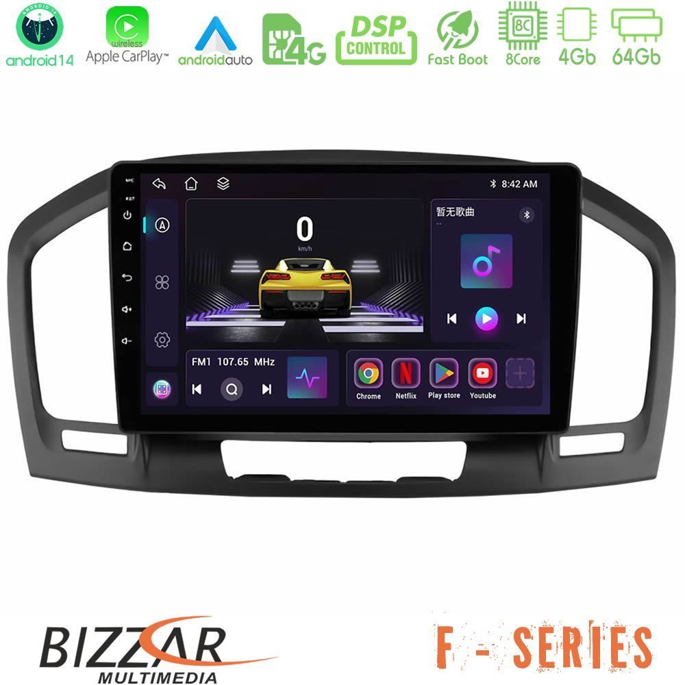 Bizzar F Series 8Core Android14 4+64GB Opel Insignia 2008-2013 Navigation Multimedia Tablet 9" Με Carplay & Android Auto