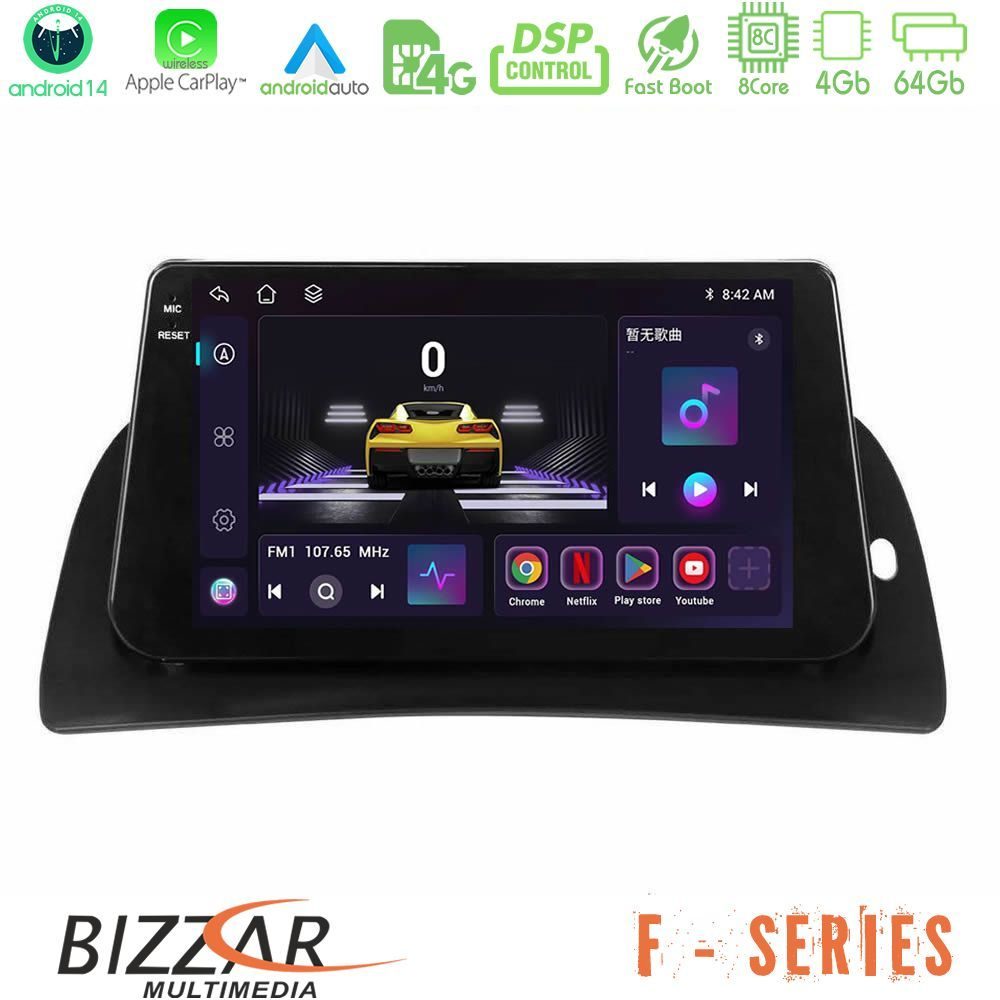 Bizzar F Series 8Core Android14 4+64GB  Renault Kangoo 2015-2018 Navigation Multimedia Tablet 9" Με Carplay & Android Auto