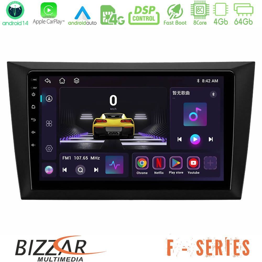Bizzar F Series 8Core Android14 4+64GB Vw Golf 6 Navigation Multimedia Tablet 9" Με Carplay & Android Auto