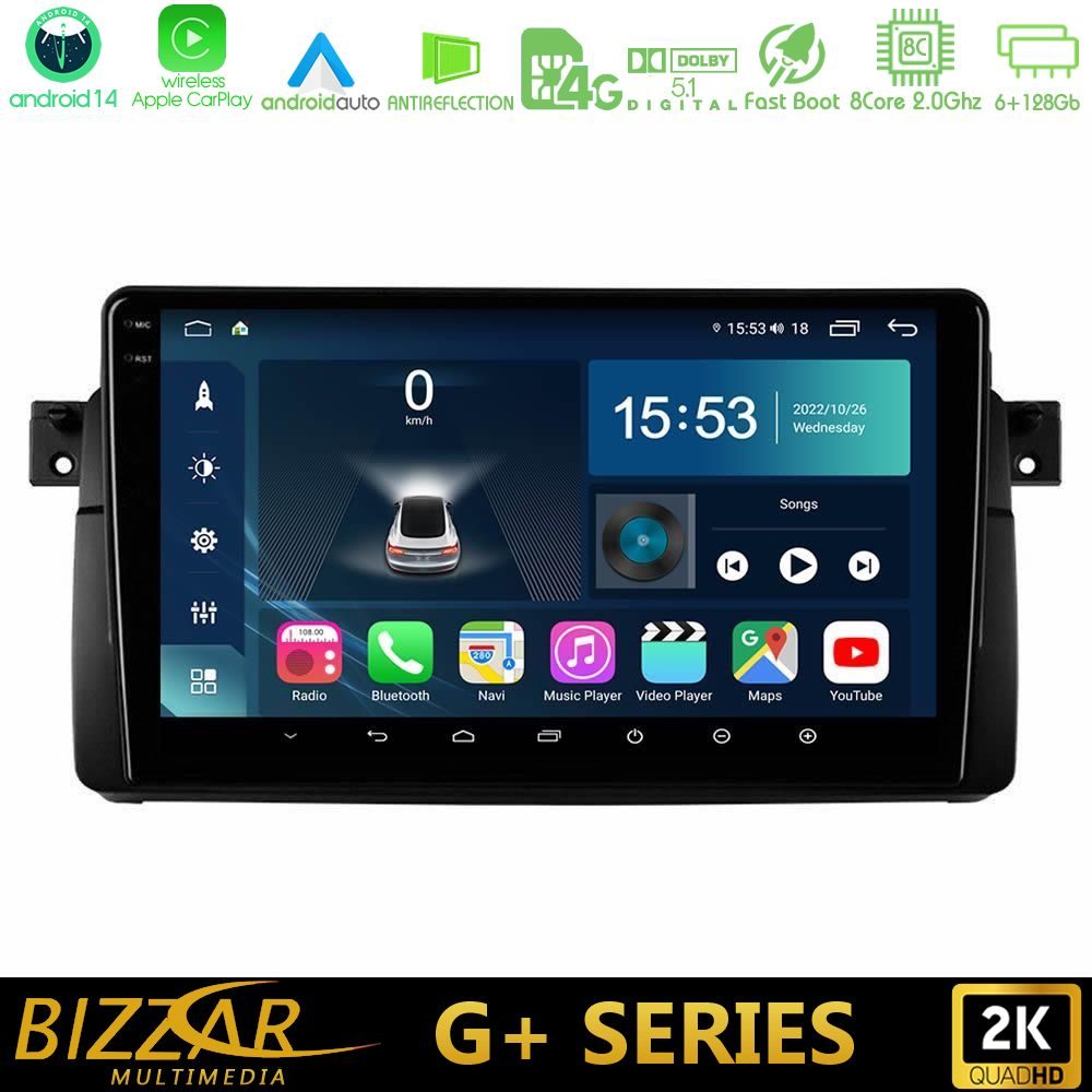 Bizzar G+ Series BMW E46 8core Android14 6+128GB Navigation Multimedia 9"