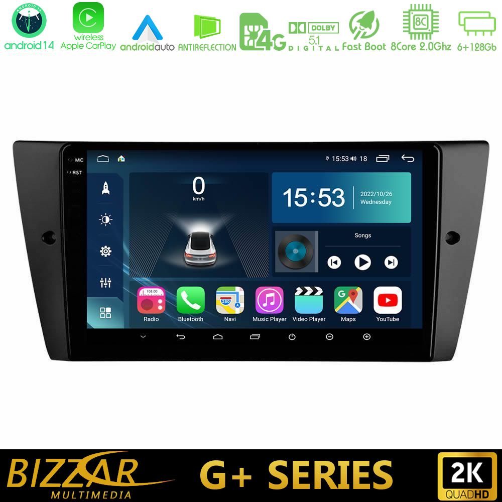 Bizzar G+ Series BMW 3 Series 2006-2011 8core Android14 6+128GB Navigation Multimedia Tablet 9"