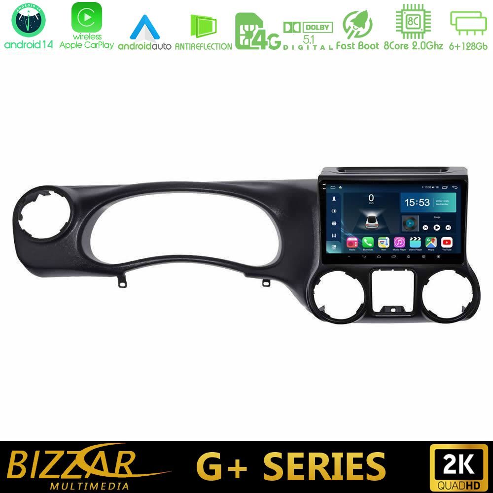 Bizzar G+ Series Jeep Wrangler 2011-2014 8Core Android14 6+128GB Navigation Multimedia Tablet 10"