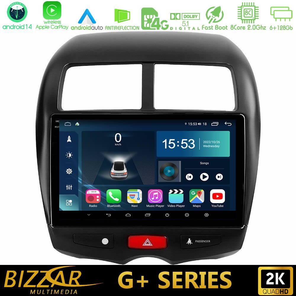 Bizzar G+ Series Mitsubishi ASX 8core Android14 6+128GB Navigation Multimedia Tablet 10"