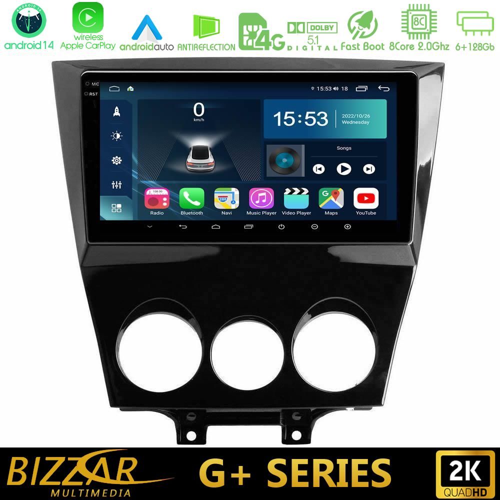 Bizzar G+ Series Mazda RX8 2008-2012 8Core Android14 6+128GB Navigation Multimedia Tablet 9"