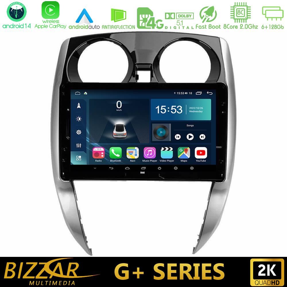 Bizzar G+ Series Nissan Note 2013-2018 8core Android14 6+128GB Navigation Multimedia Tablet 10"