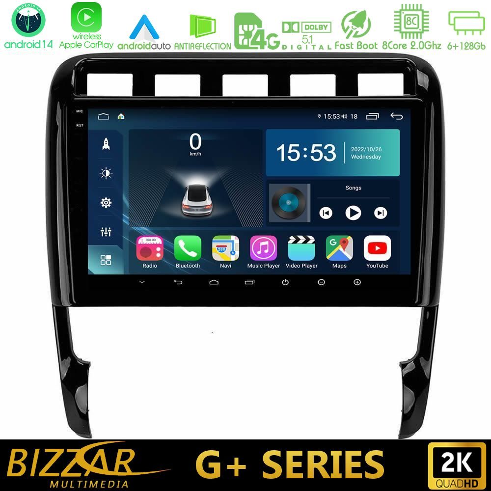 Bizzar G+ Series Porsche Cayenne 2003-2010 8core Android14 6+128GB Navigation Multimedia Tablet 9"