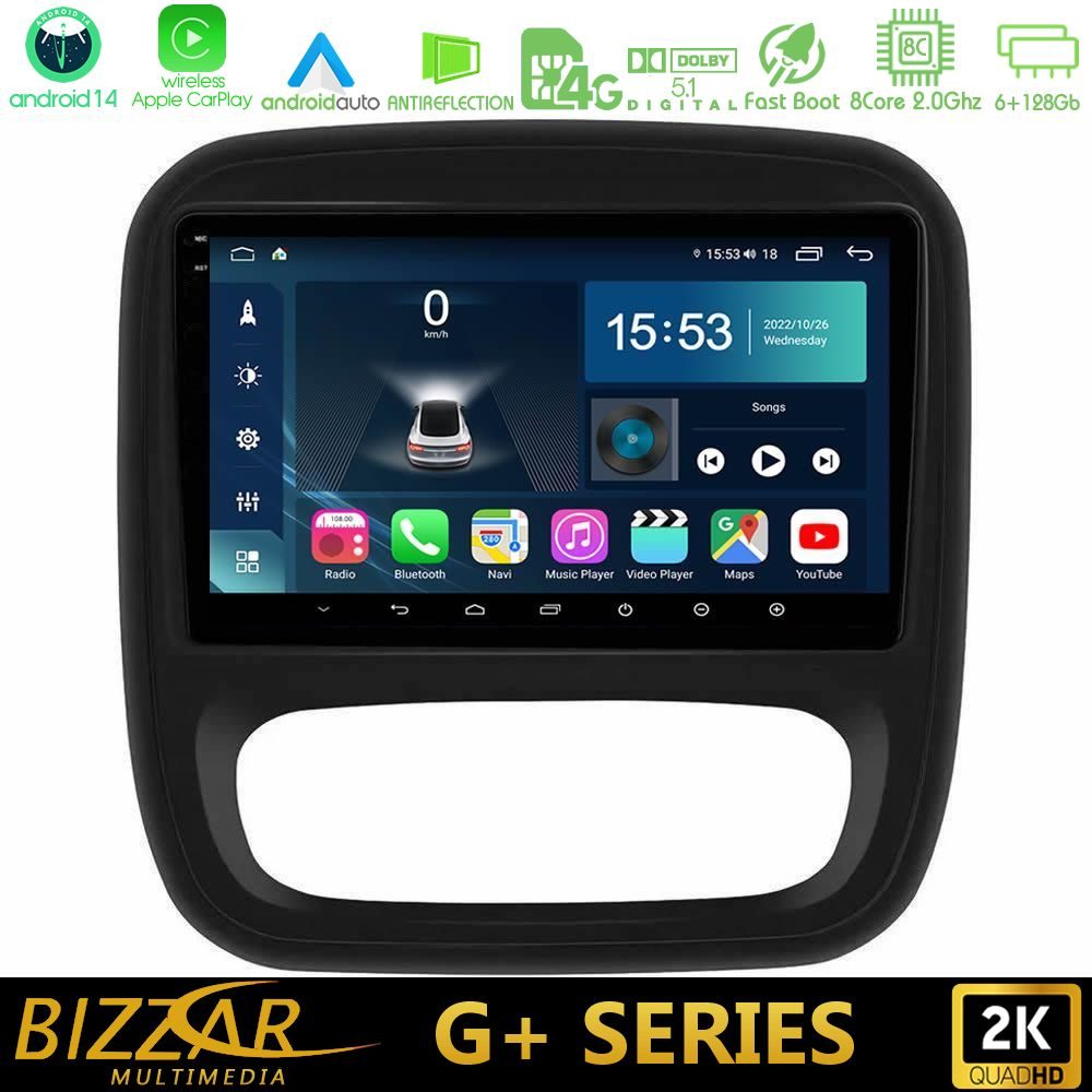 Bizzar G+ Series Renault/Nissan/Opel/Fiat 8core Android14 6+128GB Navigation Multimedia Tablet 9"