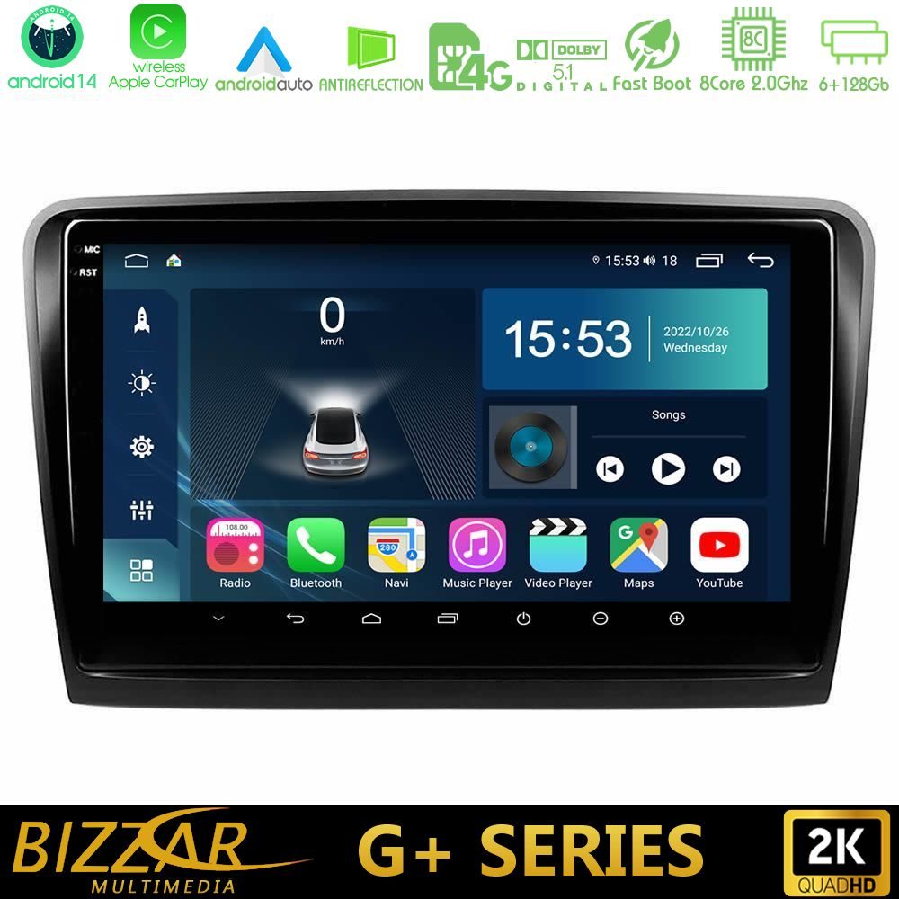 Bizzar G+ Series Skoda Superb 2008-2015 8core Android14 6+128GB Navigation Multimedia Tablet 10"