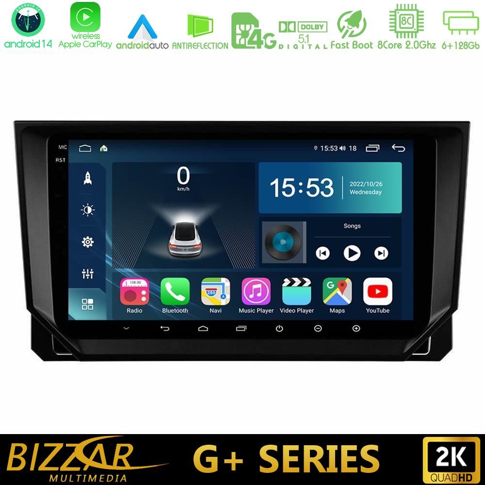 Bizzar G+ Series Seat Arona/Ibiza 8core Android14 6+128GB Navigation Multimedia Tablet 9"