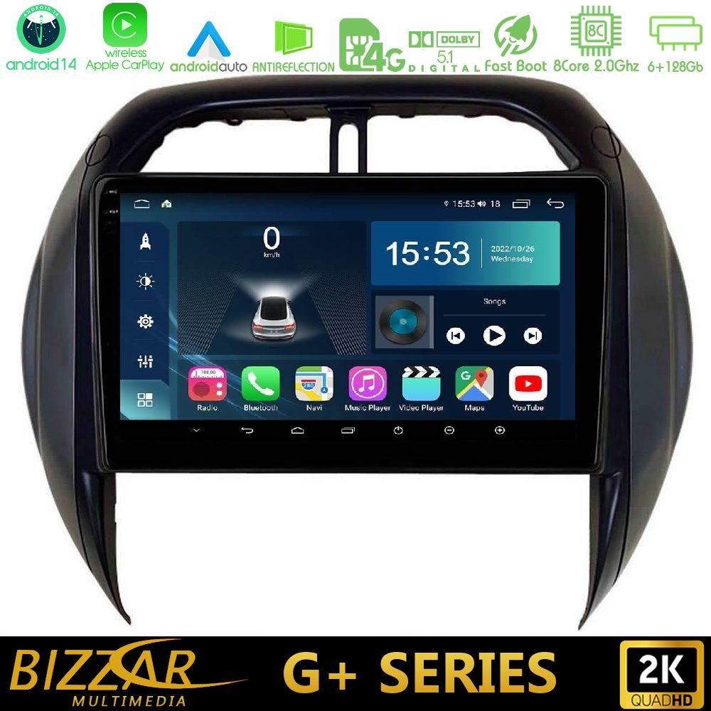 Bizzar G+ Series Toyota RAV4 2001 – 2005 8core Android14 6+128GB Navigation Multimedia Tablet 9"