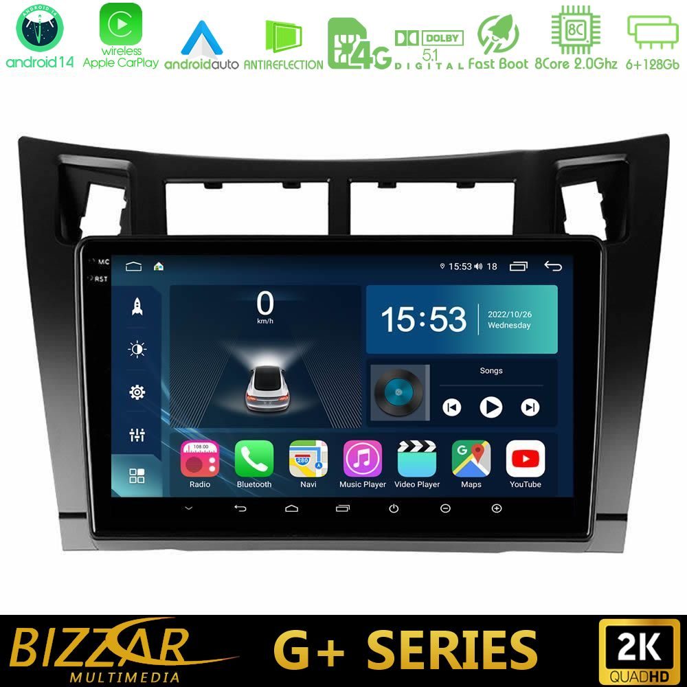 Bizzar G+ Series Toyota Yaris 8core Android14 6+128GB Navigation Multimedia Tablet 9" (Μαύρο Χρώμα)