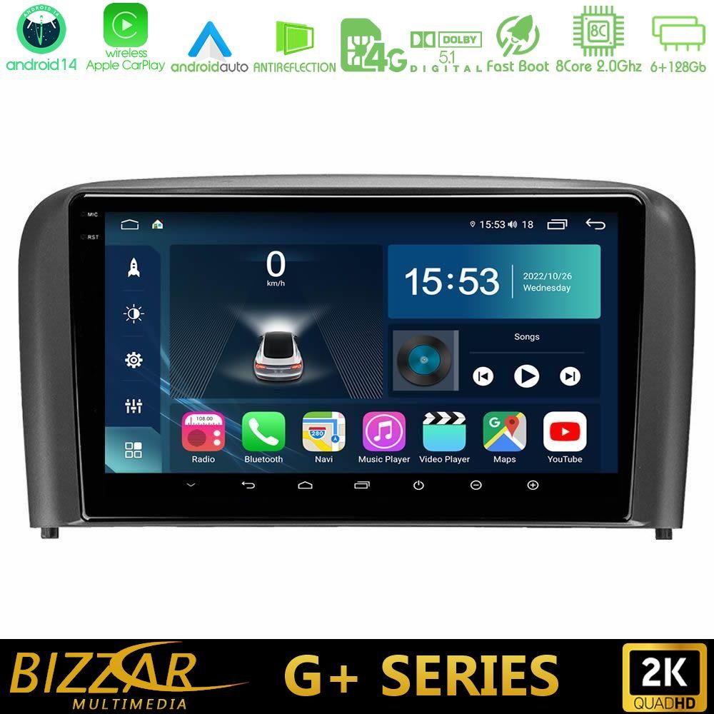 Bizzar G+ Series Volvo S80 1998-2006 8core Android14 6+128GB Navigation Multimedia Tablet 9"