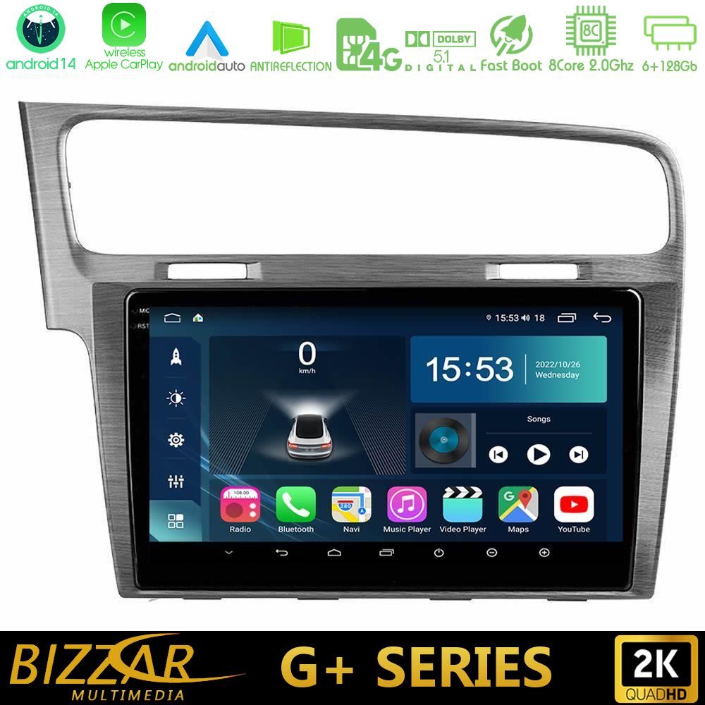 Bizzar G+ Series VW GOLF 7 8core Android14 6+128GB Navigation Multimedia Tablet 10"
