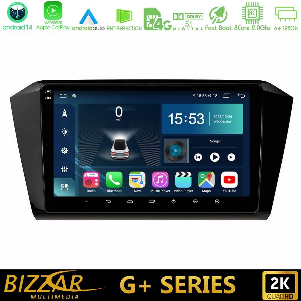 Bizzar G+ Series VW Passat 8core Android14 6+128GB Navigation Multimedia Tablet 10"