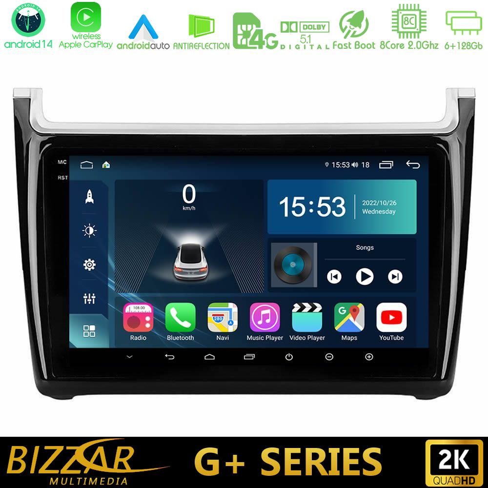 Bizzar G+ Series Vw Polo 2014-2017 8core Android14 6+128GB Navigation Multimedia Tablet 9"