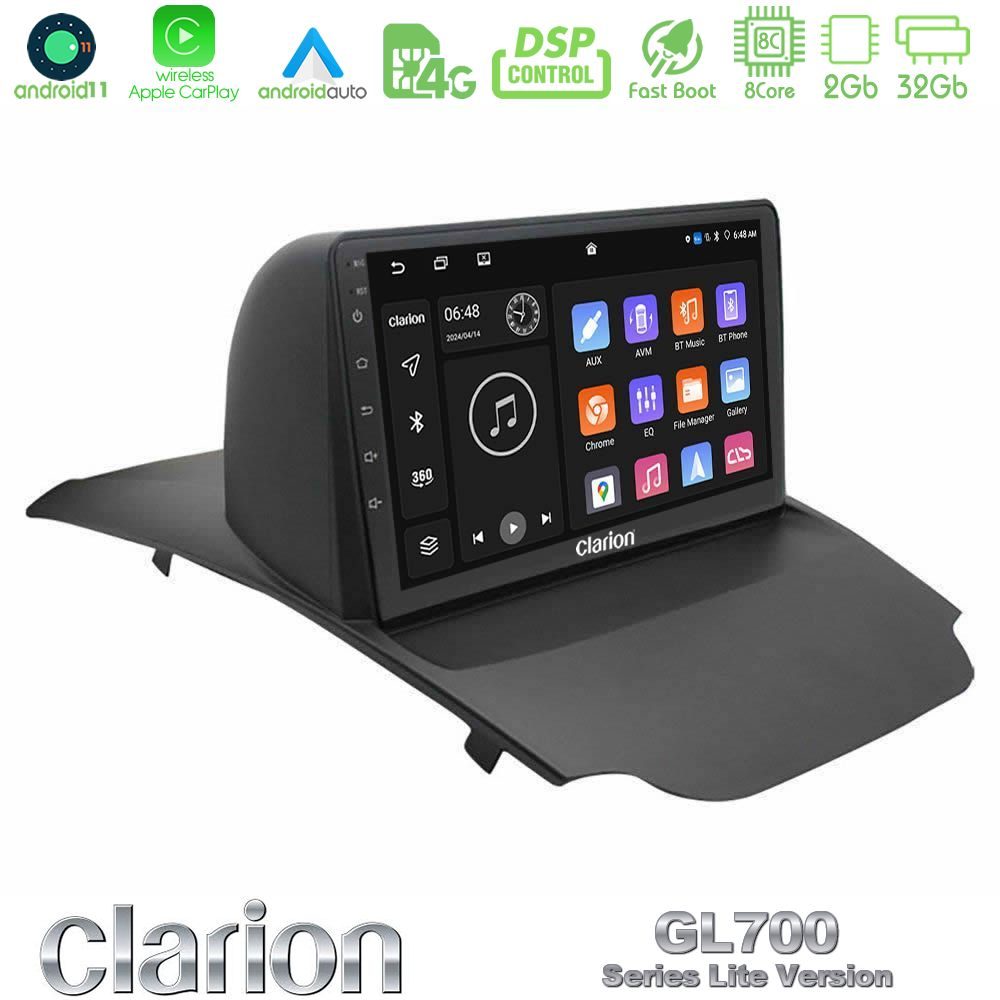 Clarion GL700 Lite Series 8Core Android11 2+32GB Ford Ecosport 2014-2017 Navigation Multimedia Tablet 9" Με Carplay & Android Auto