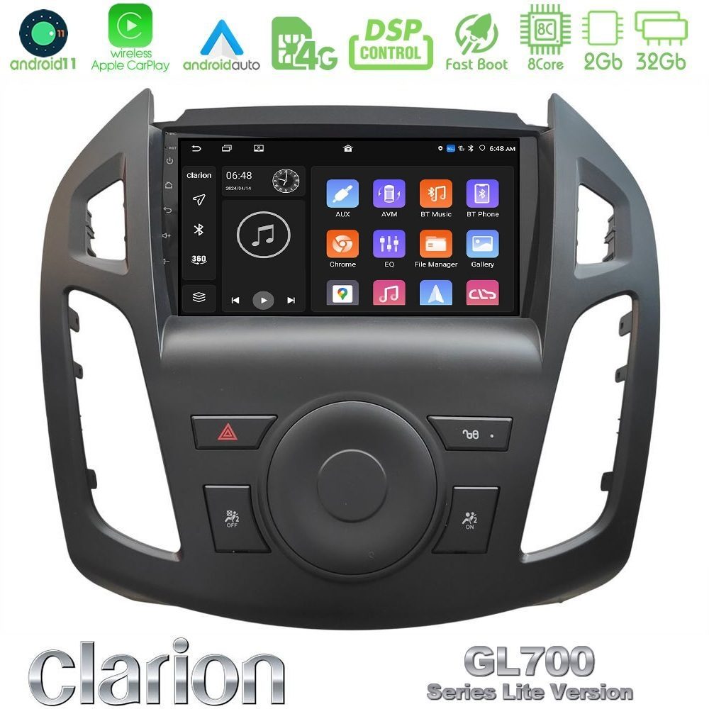 Clarion GL700 Lite Series 8Core Android11 2+32GB Ford Transit Connect Navigation Multimedia Tablet 9" Με Carplay & Android Auto