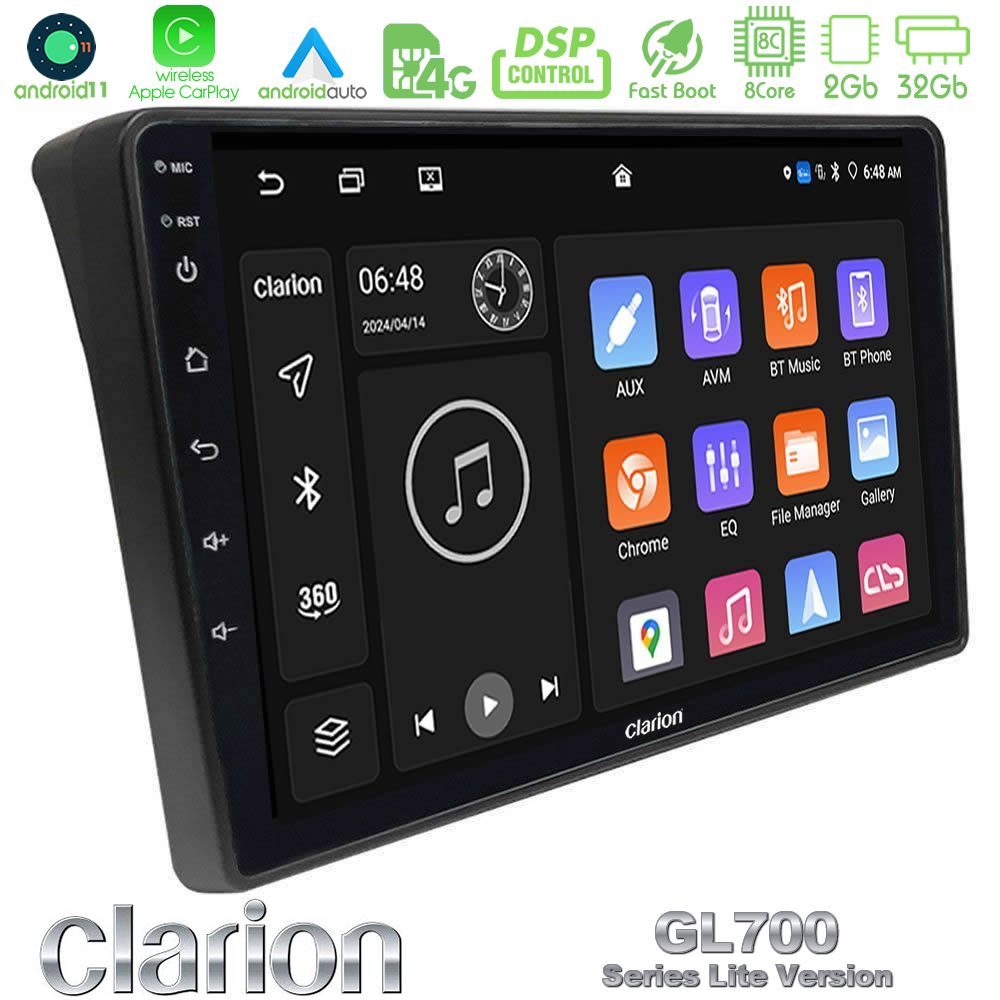 Clarion GL700 Lite Series 8Core Android11 2+32GB Fiat Ducato/Citroen Jumper/Peugeot Boxer Navigation Multimedia Tablet 9" Με Carplay & Android Auto