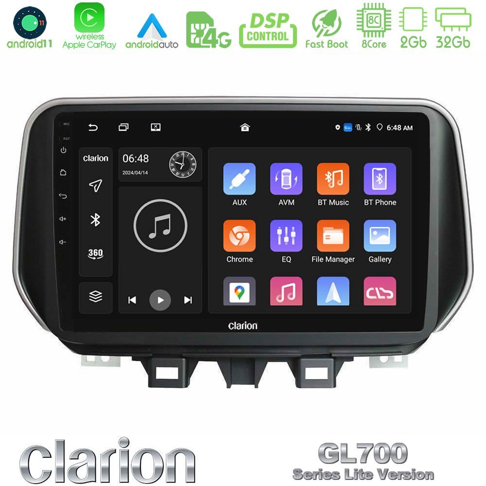 Clarion GL700 Lite Series 8Core Android11 2+32GB Hyundai ix35 Navigation Multimedia Tablet 10" Με Carplay & Android Auto