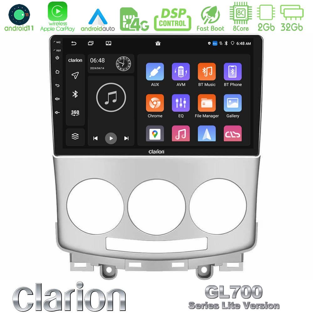 Clarion GL700 Lite Series Mazda 5 2004-2010 8Core Android11 2+32GB Navigation Multimedia Tablet 9" Με Carplay & Android Auto