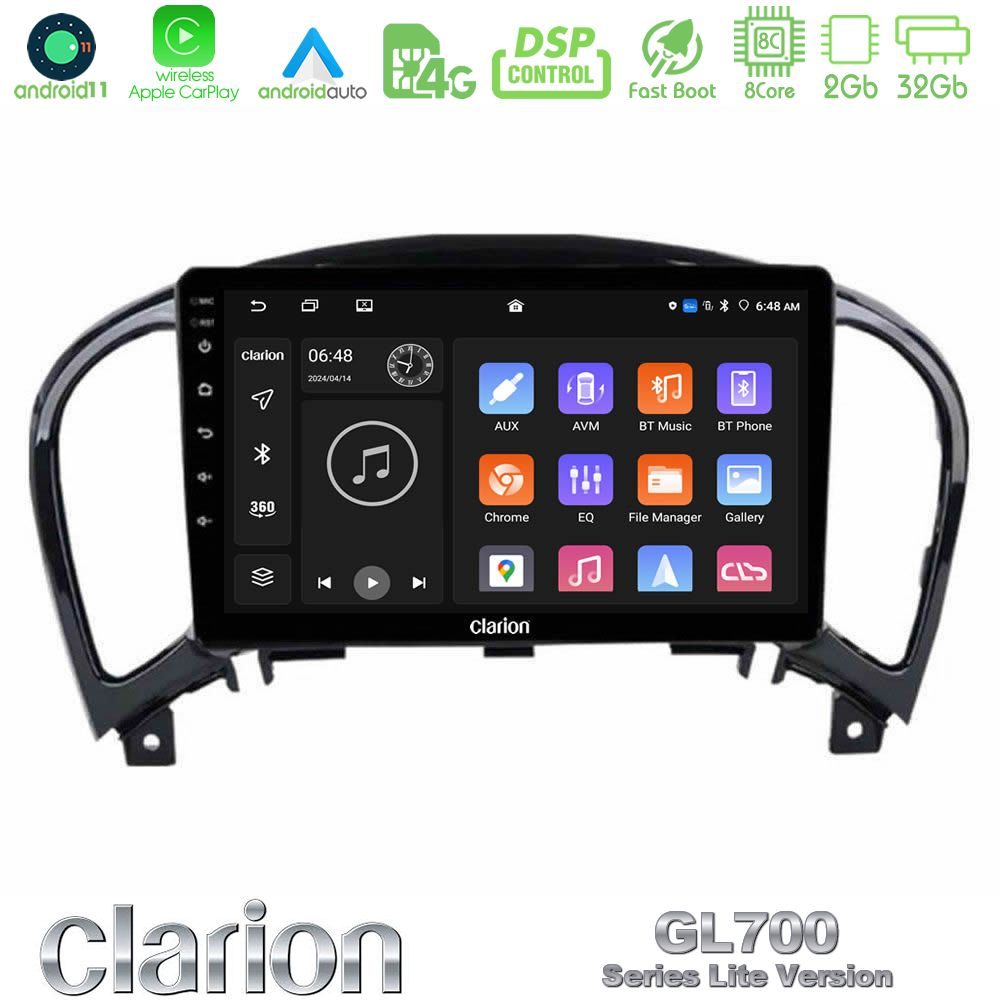 Clarion GL700 Lite Series 8Core Android11 2+32GB Nissan Juke Navigation Multimedia Tablet 9" Με Carplay & Android Auto