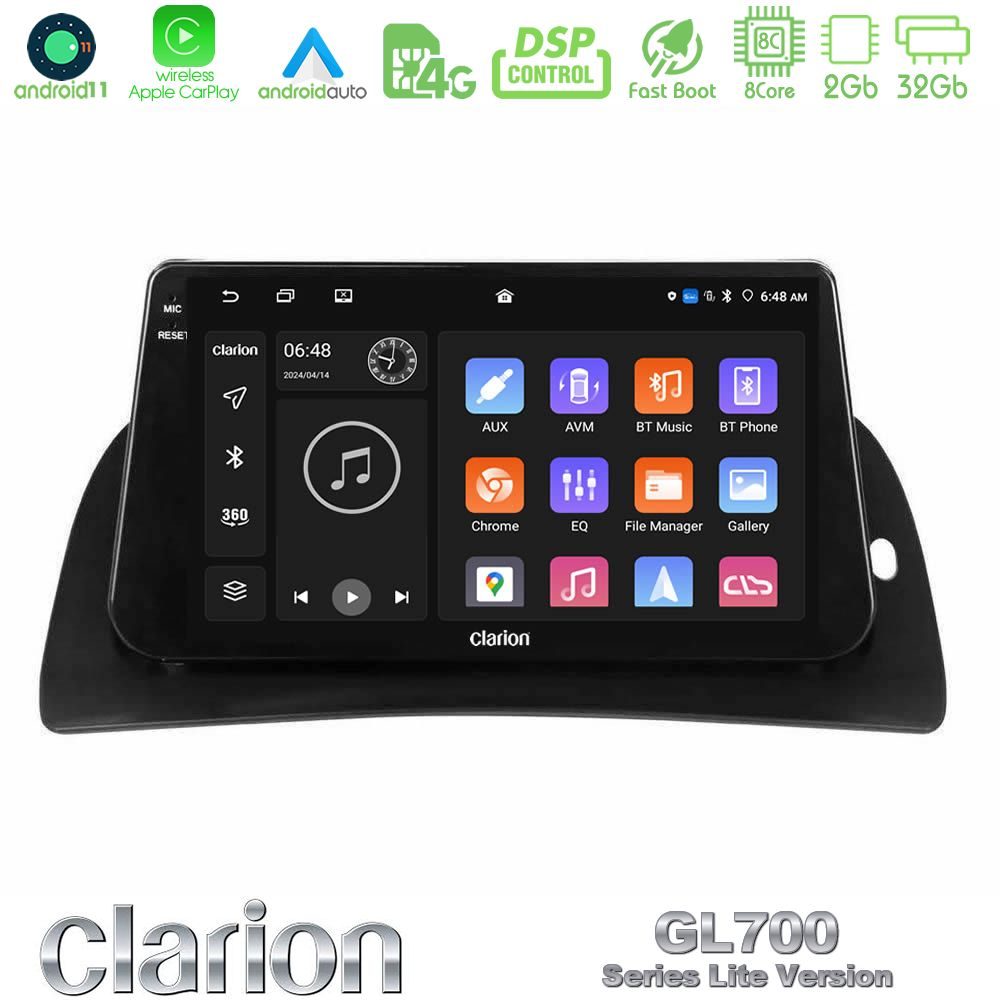 Clarion GL700 Lite Series 8Core Android11 2+32GB Renault Kangoo 2013-2018 Navigation Multimedia Tablet 9" Με Carplay & Android Auto