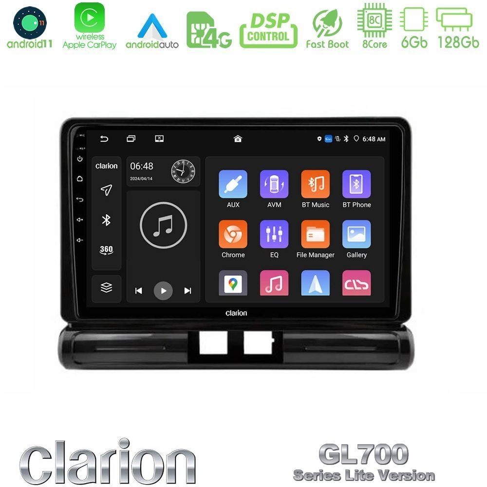 Clarion GL700 Lite Series 8Core Android11 6+128GB Citroen C3 2016-> Navigation Multimedia Tablet 9" Με Carplay & Android Auto