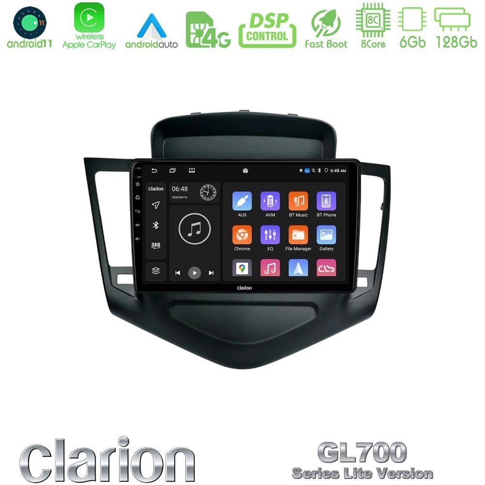 Clarion GL700 Lite Series 8Core Android11 6+128GB Chevrolet Cruze 2009-2012 Navigation Multimedia Tablet 9" Με Carplay & Android Auto