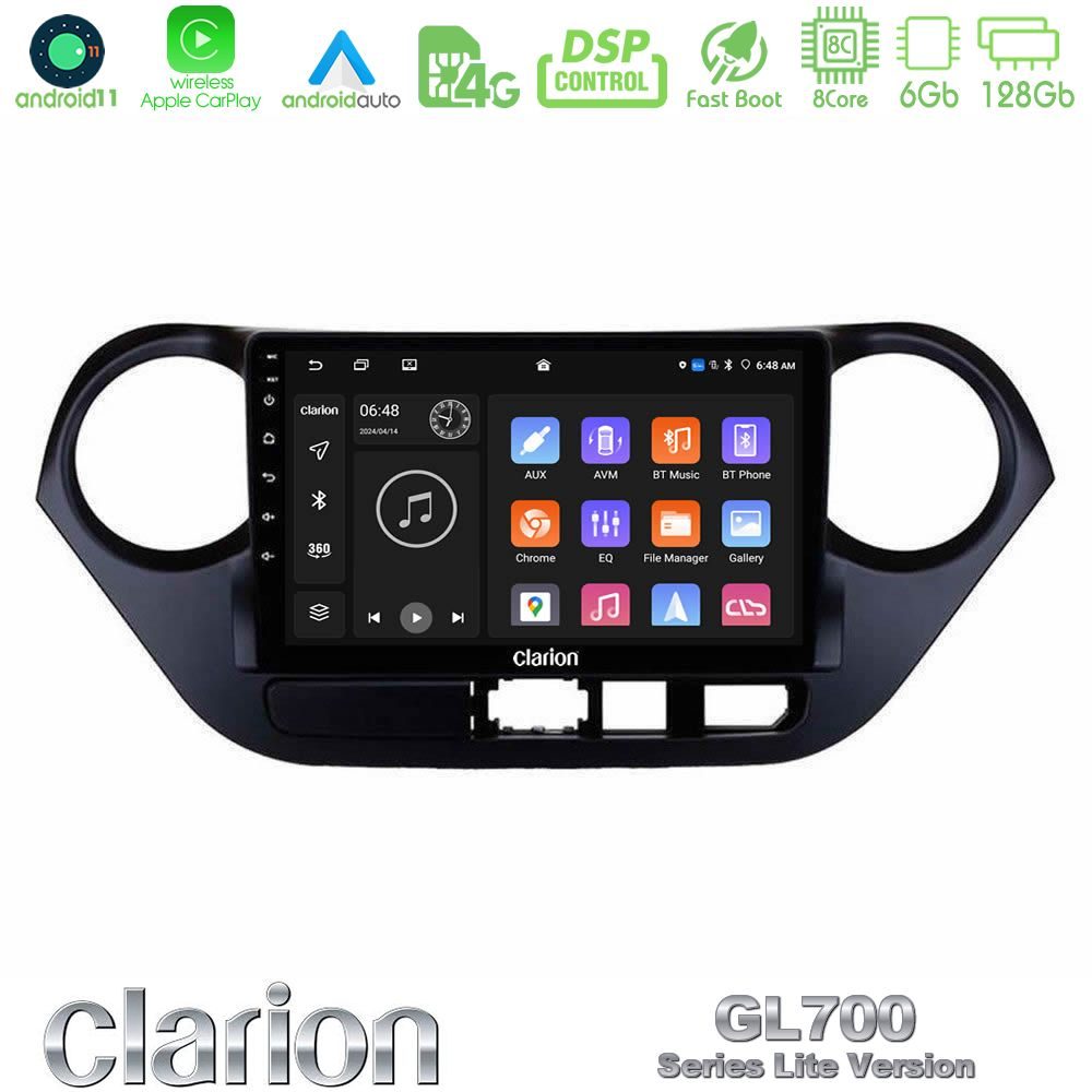 Clarion GL700 Lite Series 8Core Android11 6+128GB Hyundai i10 2014-2020 Navigation Multimedia Tablet 9" Με Carplay & Android Auto