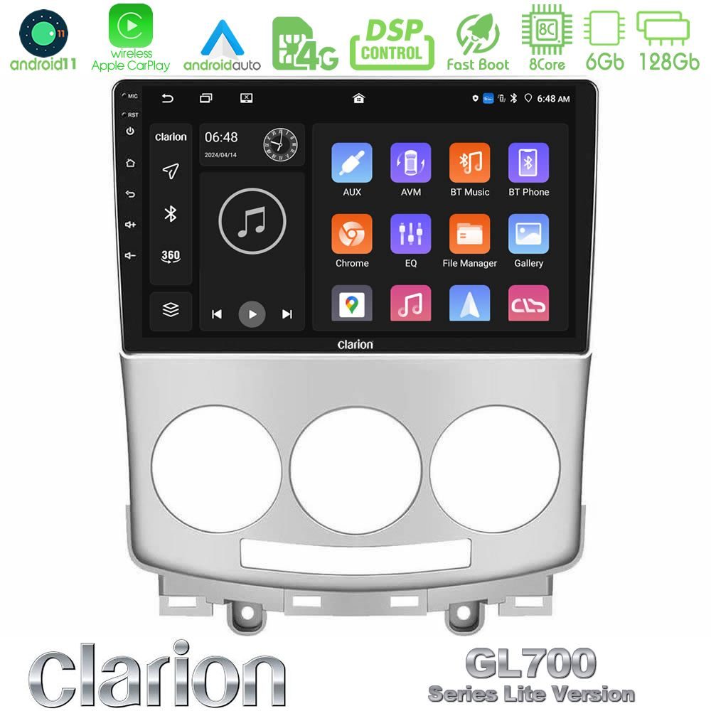 Clarion GL700 Lite Series Mazda 5 2004-2010 8Core Android11 6+128GB Navigation Multimedia Tablet 9" Με Carplay & Android Auto