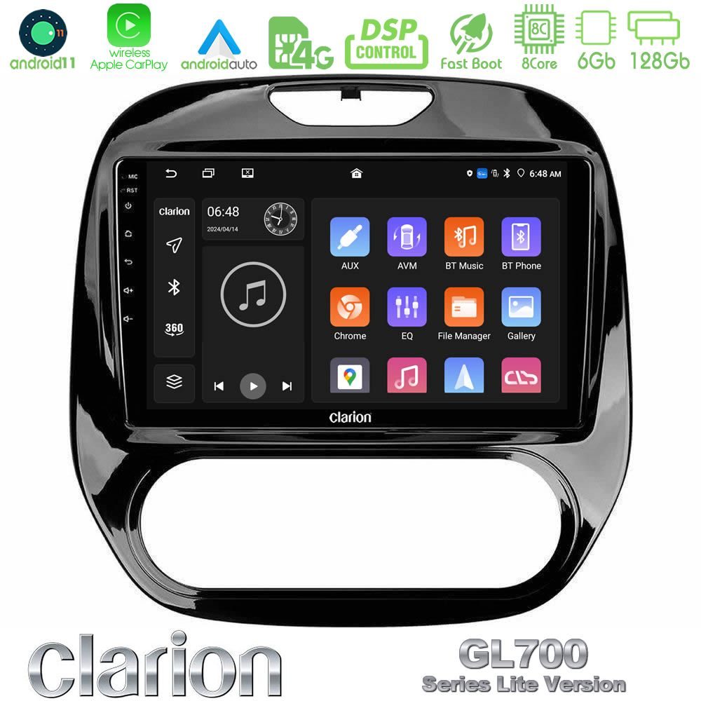 Clarion GL700 Lite Series 8Core Android11 6+128GB Renault Captur 2013-2019 (Manual AC) Navigation Multimedia Tablet 9" Με Carplay & Android Auto