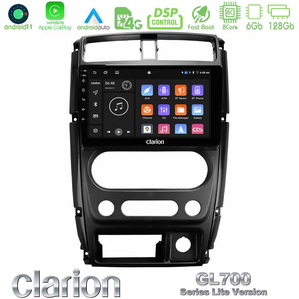 Clarion GL700 Lite Series 8Core Android11 6+128GB Suzuki Jimny 2007-2017 Navigation Multimedia Tablet 9" Με Carplay & Android Auto