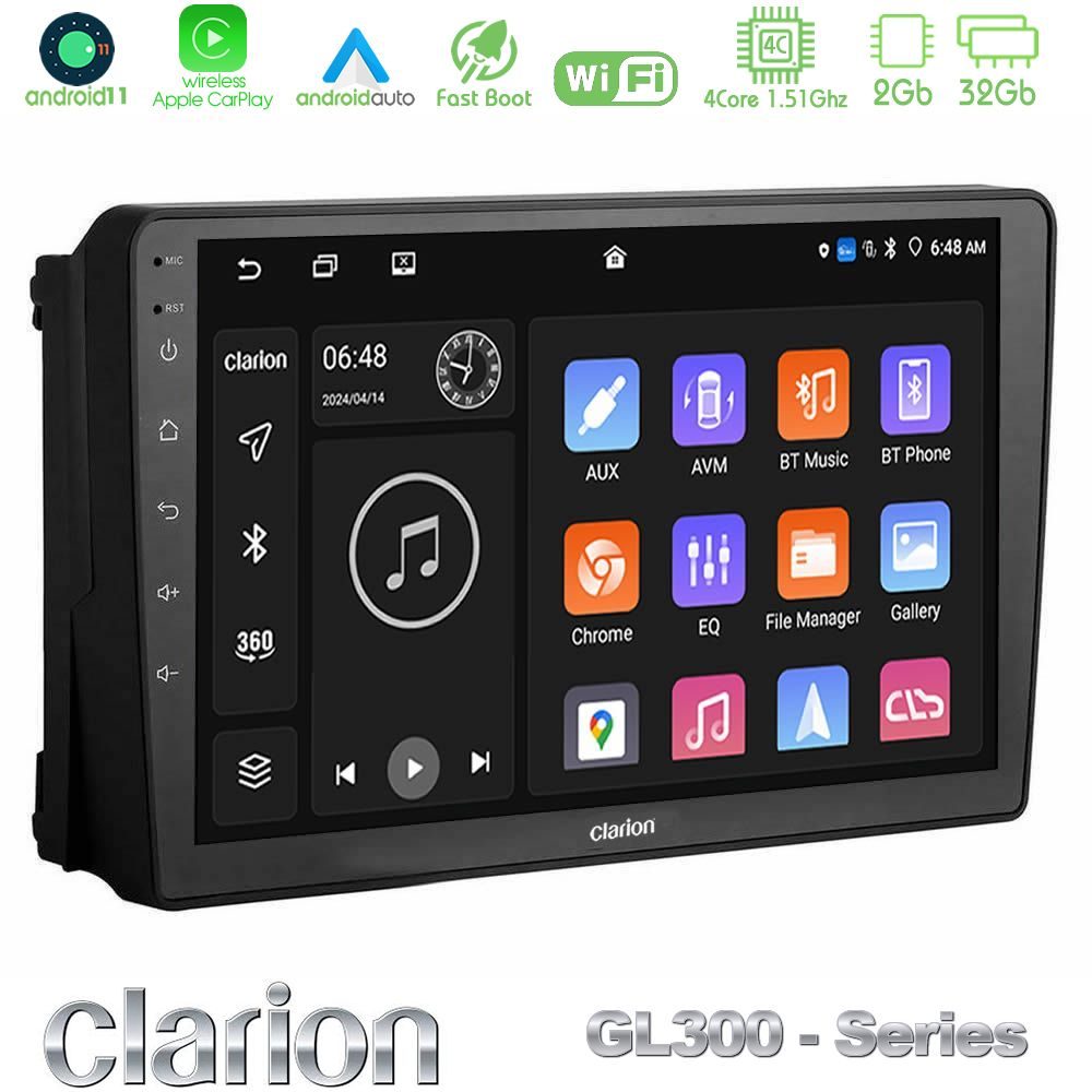 Clarion GL300 Series 4Core Android11 2+32GB Ford 2007-> Navigation Multimedia Tablet 9" Με Carplay & Android Auto