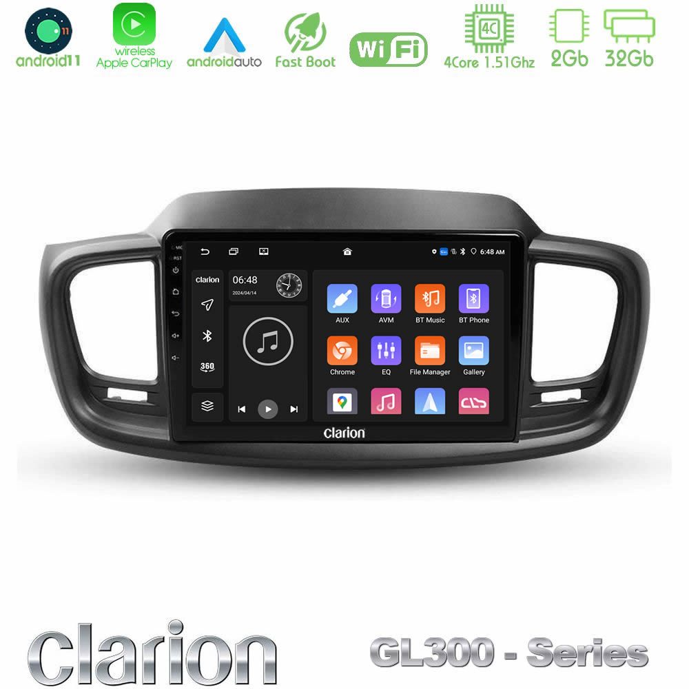 Clarion GL300 Series 4Core Android11 2+32GB Kia Sorento 2018-2021 Navigation Multimedia Tablet 9" Με Carplay & Android Auto