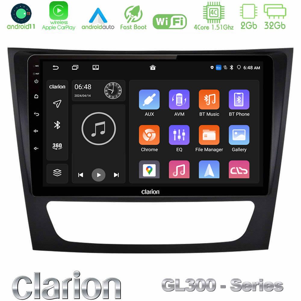 Clarion GL300 Series 4Core Android11 2+32GB Mercedes E Class / CLS Class Navigation Multimedia Tablet 9" Με Carplay & Android Auto