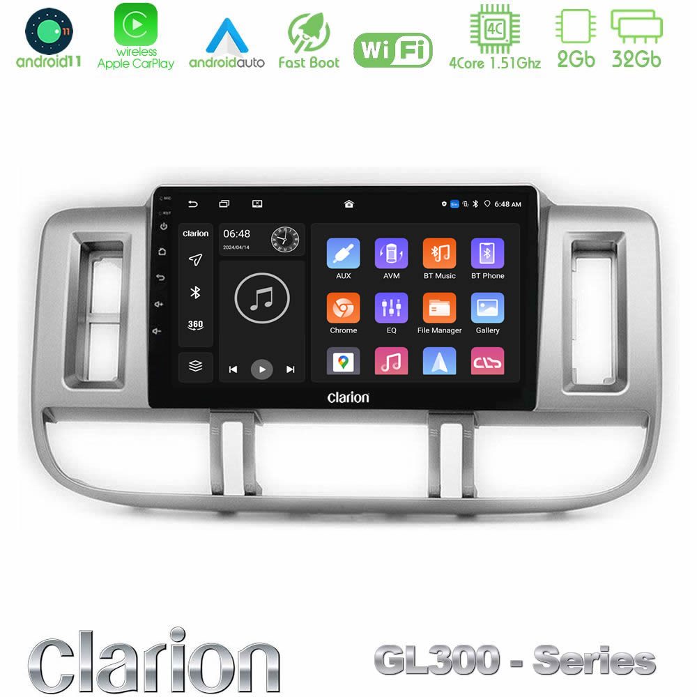 Clarion GL300 Series 4Core Android11 2+32GB Nissan X-Trail (T30) 2000-2003 Navigation Multimedia Tablet 9" Με Carplay & Android Auto