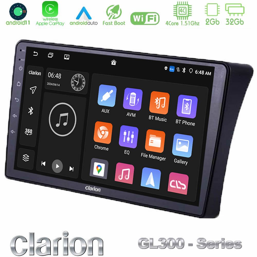 Clarion GL300 Series 4Core Android11 2+32GB Nissan Navara D40 Navigation Multimedia Tablet 9" Με Carplay & Android Auto