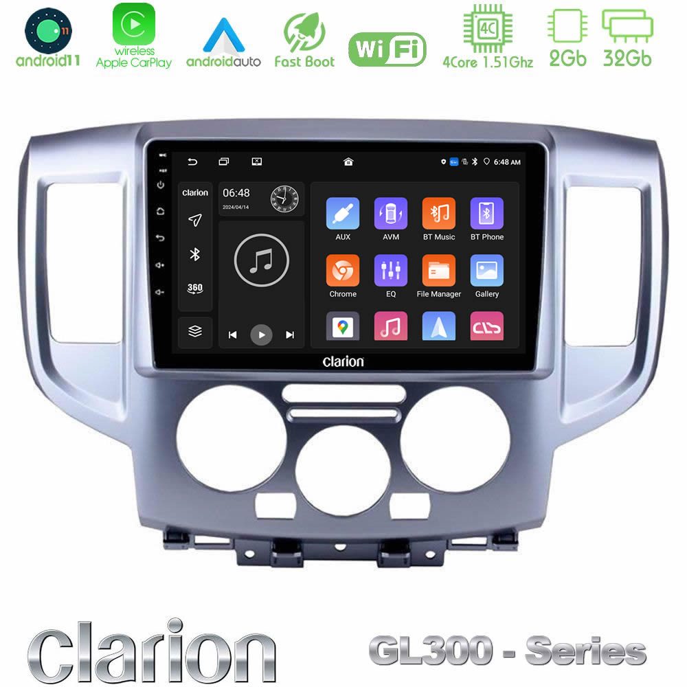 Clarion GL300 Series 4Core Android11 2+32GB Nissan NV200 Navigation Multimedia Tablet 9" Με Carplay & Android Auto