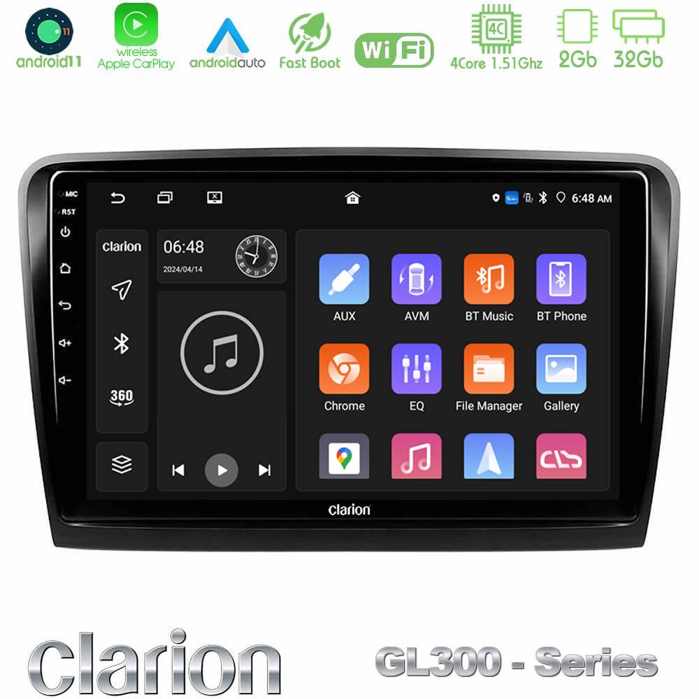 Clarion GL300 Series 4Core Android11 2+32GB Skoda Superb 2008-2015 Navigation Multimedia Tablet 10" Με Carplay & Android Auto
